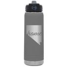 Laser etched dark gray 20 oz vacuum insulated water bottle with 'Nevada Home' design