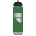 Laser etched green 20 oz vacuum insulated water bottle with 'Nevada Home' design