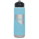 Laser etched light blue 20 oz vacuum insulated water bottle with 'Nevada Home' design