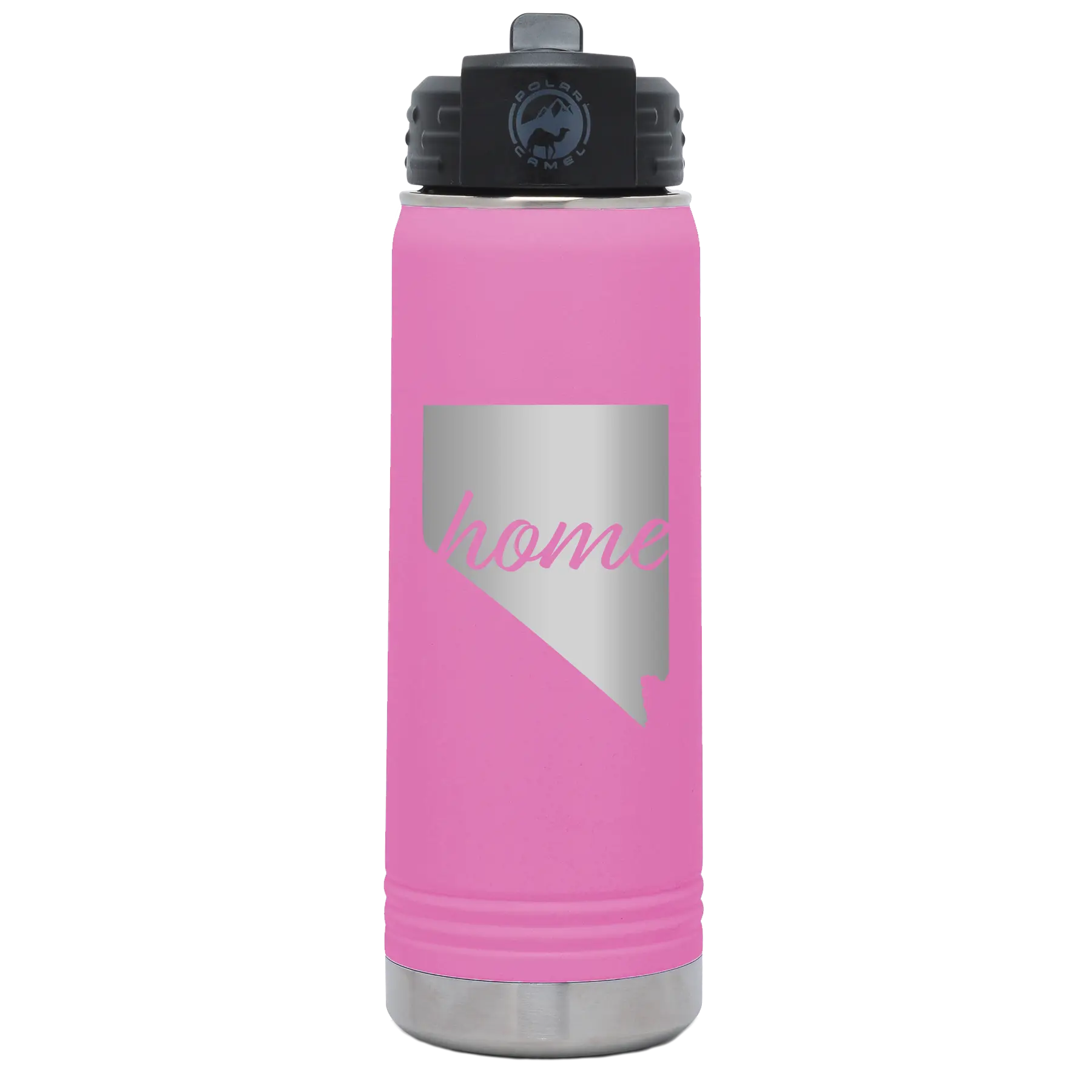 Laser etched light purple 20 oz vacuum insulated water bottle with 'Nevada Home' design