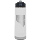 Laser etched white 20 oz vacuum insulated water bottle with 'Nevada Home' design