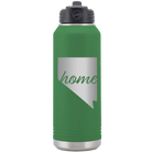 Laser etched green 32 oz vacuum insulated water bottle with 'Nevada Home' design