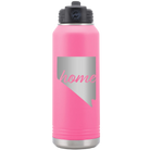 Laser etched pink 32 oz vacuum insulated water bottle with 'Nevada Home' design