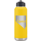 Laser etched yellow 32 oz vacuum insulated water bottle with 'Nevada Home' design