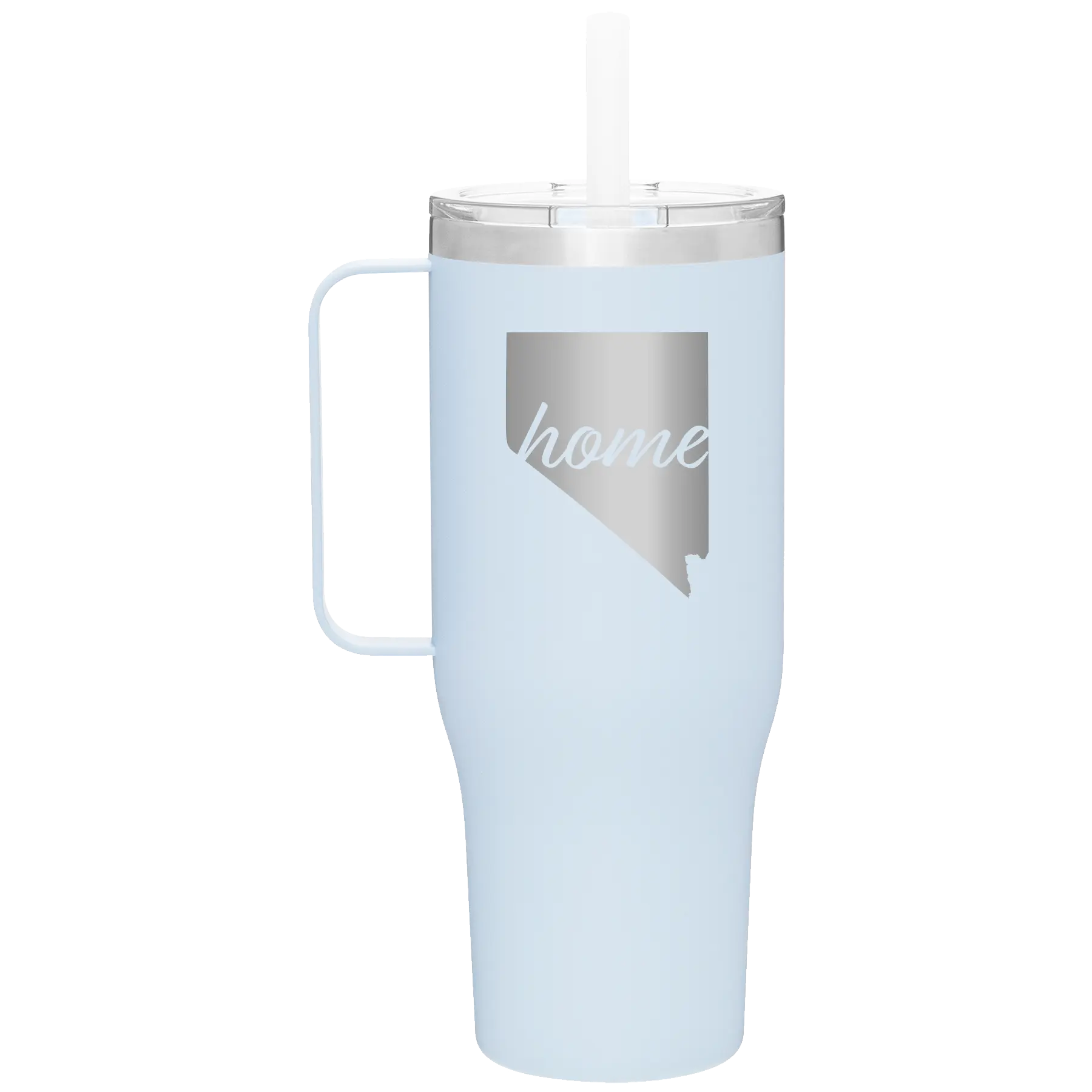Laser etched landfall 40 oz vacuum insulated tumbler mug with 'Nevada Home' design