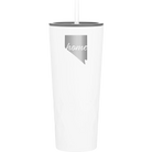 Laser etched white 20 oz vacuum insulated tumbler with 'Nevada Home' design