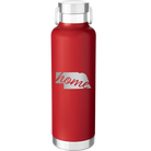 Laser etched red 24 oz vacuum insulated water bottle with 'Nebraska Home' design