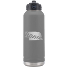 Laser etched dark gray 32 oz vacuum insulated water bottle with 'Nebraska Home' design
