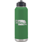 Laser etched green 32 oz vacuum insulated water bottle with 'Nebraska Home' design