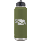 Laser etched olive green 32 oz vacuum insulated water bottle with 'Nebraska Home' design