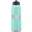 Laser etched teal 32 oz vacuum insulated water bottle with 'Nebraska Home' design