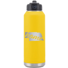 Laser etched yellow 32 oz vacuum insulated water bottle with 'Nebraska Home' design
