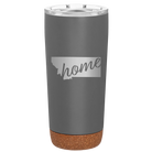 Laser etched storm gray 20 oz vacuum insulated tumbler with 'Montana Home' design