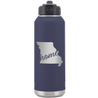 Laser etched navy 32 oz vacuum insulated water bottle with 'Missouri Home' design