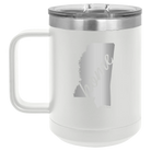 Laser etched white 15 oz vacuum insulated coffee mug with 'Mississippi Home' design