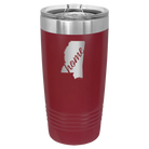 Laser etched maroon 20 oz vacuum insulated tumbler with 'Mississippi Home' design