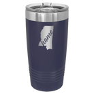 Laser etched navy 20 oz vacuum insulated tumbler with 'Mississippi Home' design