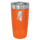 Laser etched orange 20 oz vacuum insulated tumbler with 'Mississippi Home' design
