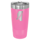 Laser etched pink 20 oz vacuum insulated tumbler with 'Mississippi Home' design