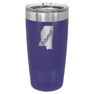 Laser etched purple 20 oz vacuum insulated tumbler with 'Mississippi Home' design