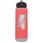 Laser etched coral 20 oz vacuum insulated water bottle with 'Mississippi Home' design