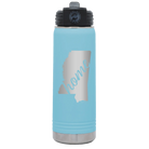 Laser etched light blue 20 oz vacuum insulated water bottle with 'Mississippi Home' design