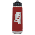 Laser etched maroon 20 oz vacuum insulated water bottle with 'Mississippi Home' design