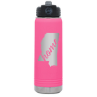 Laser etched pink 20 oz vacuum insulated water bottle with 'Mississippi Home' design