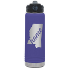 Laser etched purple 20 oz vacuum insulated water bottle with 'Mississippi Home' design