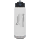 Laser etched white 20 oz vacuum insulated water bottle with 'Mississippi Home' design
