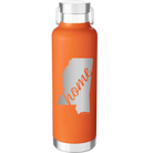 Laser etched orange 24 oz vacuum insulated water bottle with 'Mississippi Home' design