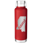 Laser etched red 24 oz vacuum insulated water bottle with 'Mississippi Home' design