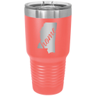 Laser etched coral 30 oz vacuum insulated tumbler with 'Mississippi Home' design