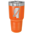 Laser etched orange 30 oz vacuum insulated tumbler with 'Mississippi Home' design