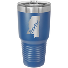 Laser etched royal blue 30 oz vacuum insulated tumbler with 'Mississippi Home' design