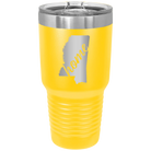 Laser etched yellow 30 oz vacuum insulated tumbler with 'Mississippi Home' design