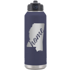Laser etched navy 32 oz vacuum insulated water bottle with 'Mississippi Home' design