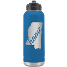 Laser etched royal blue 32 oz vacuum insulated water bottle with 'Mississippi Home' design