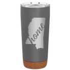 Laser etched storm gray 20 oz vacuum insulated tumbler with 'Mississippi Home' design