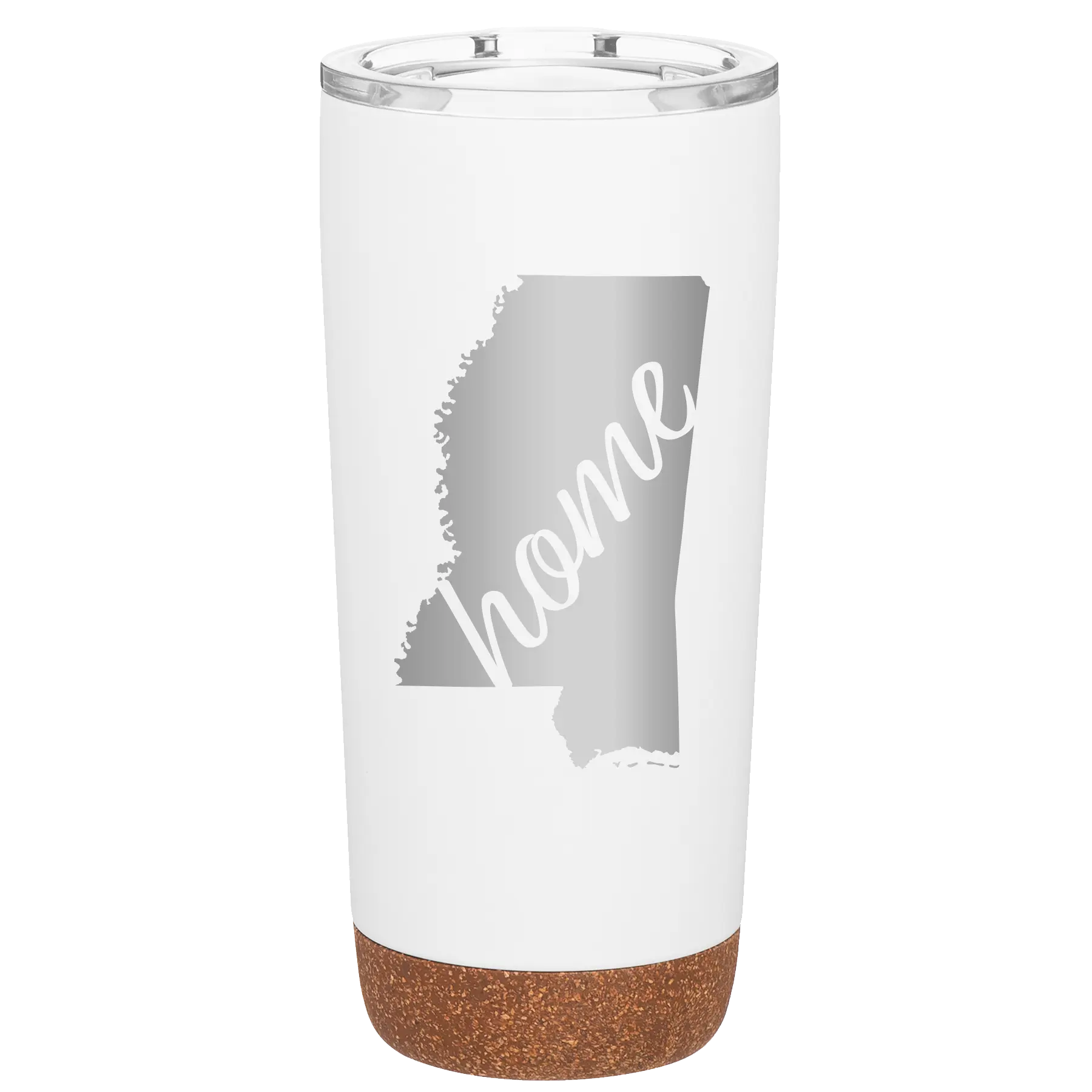 Laser etched white 20 oz vacuum insulated tumbler with 'Mississippi Home' design