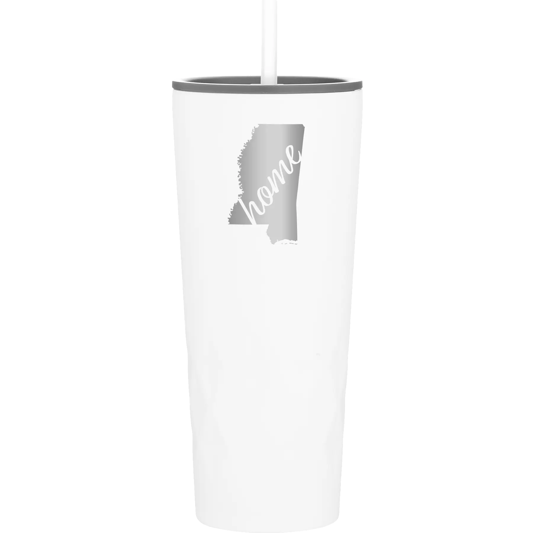Laser etched white 20 oz vacuum insulated tumbler with 'Mississippi Home' design
