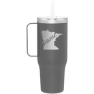 Laser etched slate 40 oz vacuum insulated tumbler mug with 'Minnesota Home' design