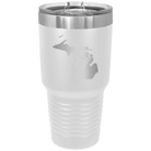 Laser etched white 30 oz vacuum insulated tumbler with 'Michigan Home' design