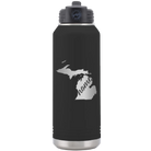 Laser etched black 32 oz vacuum insulated water bottle with 'Michigan Home' design