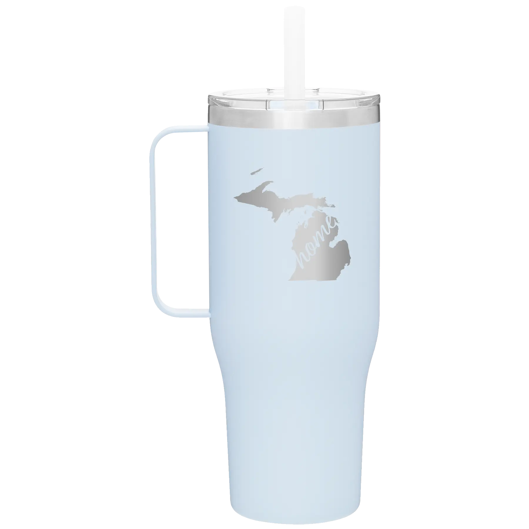 Laser etched landfall 40 oz vacuum insulated tumbler mug with 'Michigan Home' design