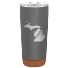 Laser etched storm gray 20 oz vacuum insulated tumbler with 'Michigan Home' design