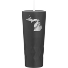 Laser etched black 20 oz vacuum insulated tumbler with 'Michigan Home' design