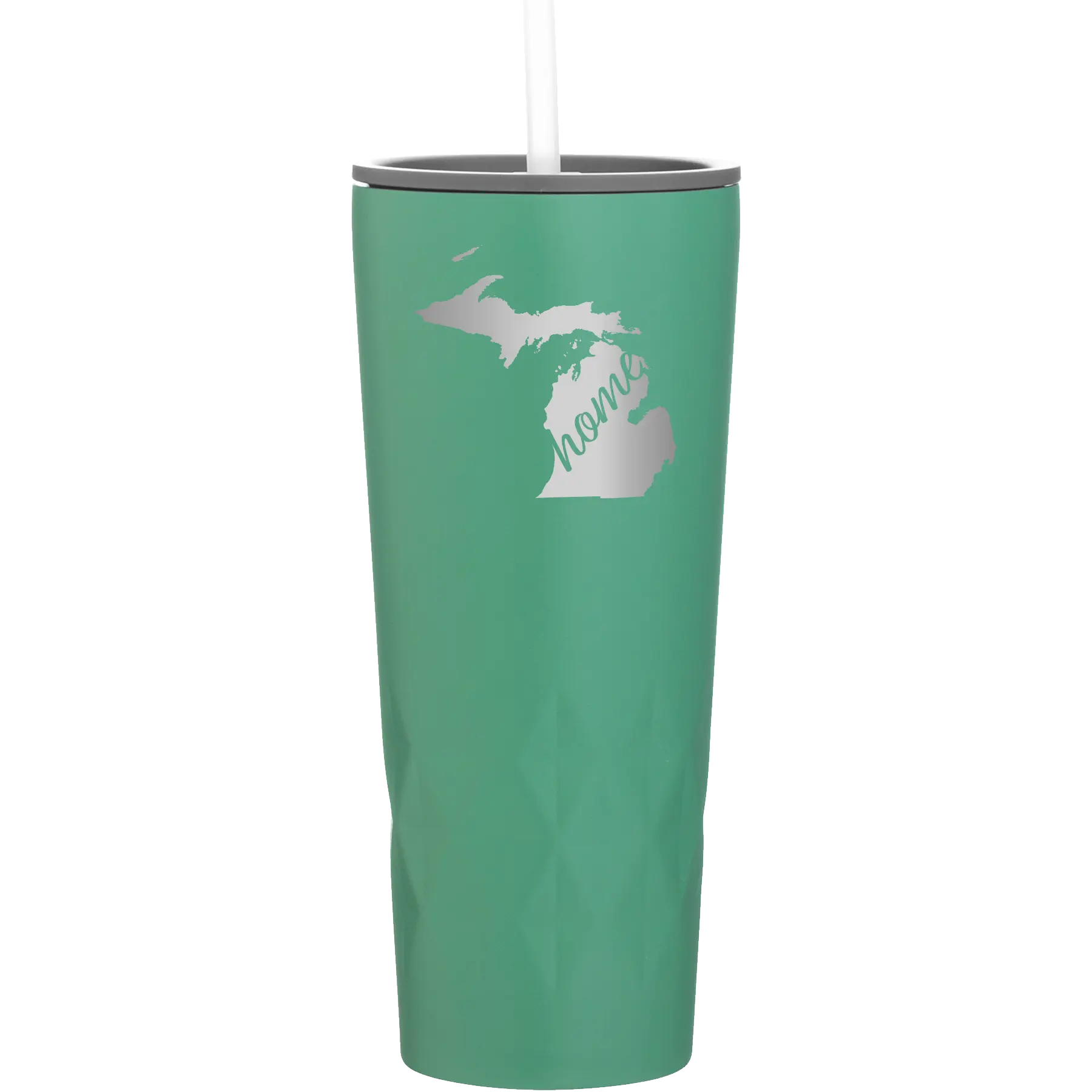 Laser etched forage 20 oz vacuum insulated tumbler with 'Michigan Home' design