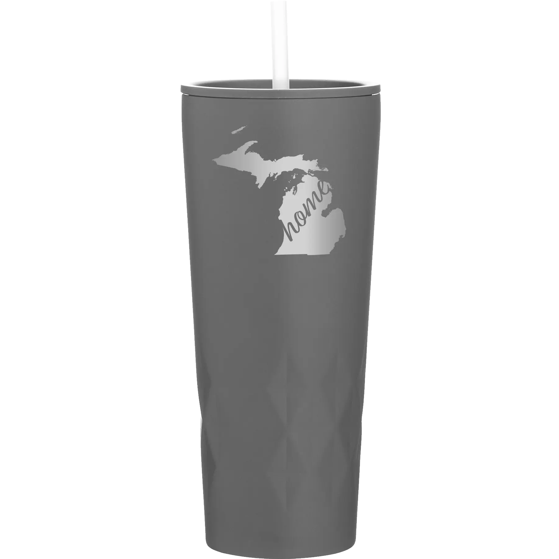Laser etched slate 20 oz vacuum insulated tumbler with 'Michigan Home' design