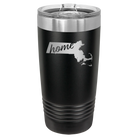 Laser etched black 20 oz vacuum insulated tumbler with 'Massachusetts Home' design